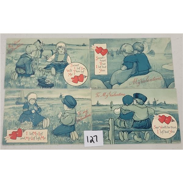 4 Nister Valentine Children Holiday Postcards
