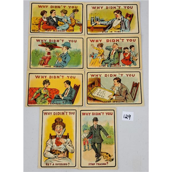 Group of 8 "Why Didn't You" Comic Humor Postcards