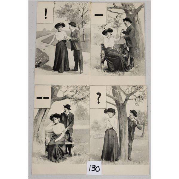 4 Romance Black & White Punctuation Postcards