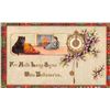 Image 1 : For Auld Lang Syne This Halloween Black Cat & Lady By Fire Postcard