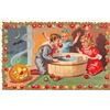 Image 1 : The Joys of Halloween Children Bobbing For Apples Postcard