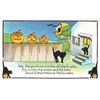 Image 1 : Halloween Pumpkins on Fence Black Cats & Witch In Moon Postcard