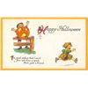 Image 1 : Bergman Happy Halloween Children with Girl Running From Boy & Pumpkin Postcard