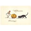 Image 1 : Gibson Halloween Greetings Girl with Pumpkin & Black Cat Postcard