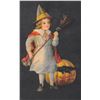 Image 1 : Wolf Clapsaddle Girl Dressed as Witch with Cat & Pumpkin Halloween Postcard