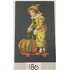 Image 1 : Wolf Clapsaddle Child Dressed As Clown with A Merry Halloween Pumpkin Postcard