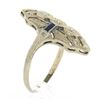 Image 8 : Antique Art Deco 18k White Gold 0.18 ctw Diamond Sapphire Open Etched Dinner Rin