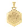 Image 1 : 14k Yellow Gold Dual Finish Detailed Jesus Puffed Hexagonal Medallion Pendant