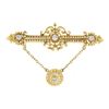 Image 1 : Vintage Victorian Revival 14K Gold Diamond Detailed Bar Pin Brooch w/ Dangle