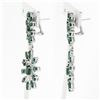 Image 2 : 18k White Gold 8.28 ctw Emerald & Diamond Spray Snowflake Drop Dangle Earrings