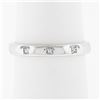Image 1 : British 18k White Gold .05 ctw Flush Set Princess Diamond Three 3 Stone Band Rin