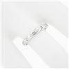 Image 3 : British 18k White Gold .05 ctw Flush Set Princess Diamond Three 3 Stone Band Rin