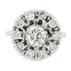 Image 6 : Vintage 14K Gold 1.75 ctw GIA Fiery Round Brilliant Diamond Cluster Platter Ring