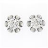 Image 1 : NEW 14K White Gold 0.85 ctw European Diamond Buttercup Prong Flower Stud Earring