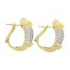 Image 4 : 14K Gold 0.70 ctw Round Pave Diamond Twisted Gold Wire Cuff Hoop Omega Earrings
