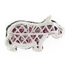 Image 3 : Estate 18k Gold Vivid Red Ruby & Diamond Hippo Hippopotamus Brooch Pin Pendan