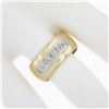 Image 5 : Vintage 14k Two Tone Gold Polished Wide Band Ring w/ 0.25 ctw Pave Line Diamond