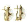 Image 3 : Vintage 14K Gold 6.5mm Cultured Pearl & Ruby Florentine Finish Omega Earrings