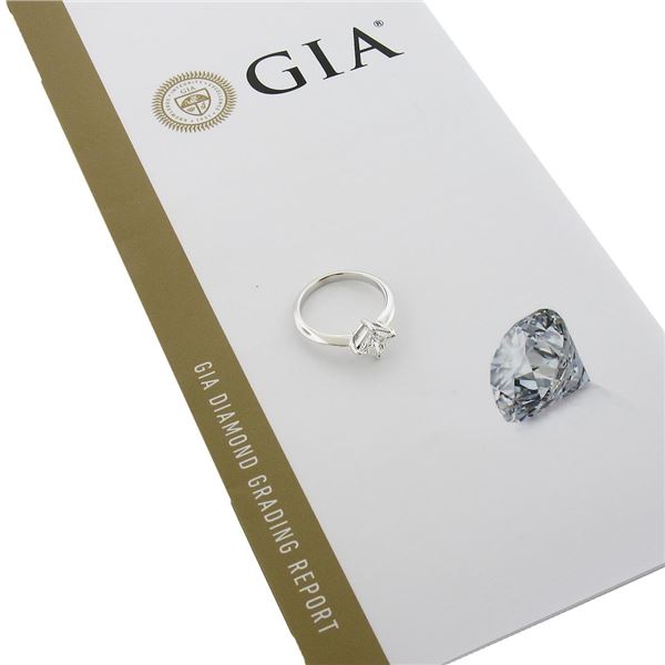 NEW 18k Gold 1.10 ctw GIA Princess Diamond Solitaire Knife Edge Engagement Ring