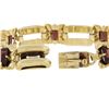 Image 7 : Vintage Retro 14K Yellow Gold 7.5" 10 ctw Garnet Floral Open Tube Link Bracelet