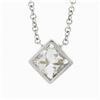 Image 6 : NEW 14k White Gold 0.59 ctw Princess Cut Bezel Diamond Solitaire Pendant Necklac