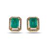 Image 2 : 3.77 ctw Emerald and 0.50 ctw Diamond 14K Yellow Gold Earrings