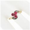 Image 3 : Antique Victorian 14k Gold GIA NO HEAT Pink Spinel Cluster & Diamond Bypass Ring
