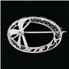 Image 2 : Antique Art Deco 14k White Gold Diamond Filigree Oval Wreath w/ Bow Brooch Pin