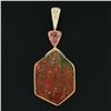 Image 5 : NEW 22k 14k Gold Bezel Hexagon Ammolite & Triangle Imperial Topaz Large Pendant