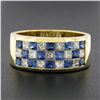Image 2 : 18K Gold 2.16 ctw Invisible Set Alternating Sapphire Diamond Wide Stack Band Rin