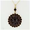 Image 1 : Antique Victorian 10k Gold Rose Cut Red Garnet Milgrain Flower Pendant Necklace