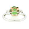 Image 7 : NEW Platinum 14k Gold 4.23 ctw GIA Cushion Tsavorite & Round Diamond Accents Rin