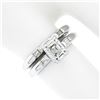 Image 3 : Vintage 14K Gold 0.50 ctw Emerald Cut Diamond Engagement Ring Matching Band Set