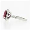 Image 8 : 14k White Gold 5.6 ctw GIA Cushion Rubellite Tourmaline Diamond Halo Cocktail Ri