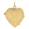 Image 2 : Vintage 14k Yellow Gold Hand Engraved Floral Work 4-Picture Heart Locket Pendant