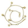Image 2 : 14k Yellow Gold Puffed Stars & Hearts Adjustable Rolo Link Ankle Bracelet Anklet