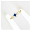 Image 3 : Simple Petite 14k Gold 0.32 ctw Square Step Cut Bezel Set Sapphire Solitaire Rin