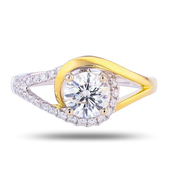 0.87 ctw F COLOR I1 CLARITY CENTER Diamond 18K Yellow and White Gold Ring (1.08