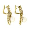 Image 4 : Vintage 18K Gold 9.5 ctw Prong Round Diamond Pearl Infinity Figure 8 Drop Earrin