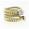 Image 4 : 18k TT Gold Round Diamond Cluster Wide Multi-Crossover Statement Band Ring Sz 6