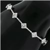 Image 6 : French 18k Gold 3 ctw Princess & Round Diamond Geometric Line Statement Bracelet