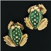 Image 5 : Boris Le Beau 18k Gold Detailed Green Enamel Ruby Eye Large Frog ClipOn Earrings