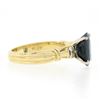 Image 5 : 18k Gold Platinum 3.70 ctw GIA Cushion Dark Bluish Green Sapphire w/ Diamond Rin