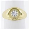 Image 9 : Unisex Solid 14k Gold 0.25 ctw Round Cut Diamond Bezel Solitaire Signet Band Rin