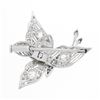 Image 3 : 18K White Gold 1.6 ctw Diamond En Tremblant Detailed Mil grain Butterfly Brooch