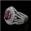 Image 2 : 3.66 ctw BURMESE Ruby and 1.40 ctw Diamond Platinum Ring (GIA CERTIFIED)