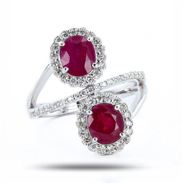 2.39 ctw BURMESE Ruby and 0.48 ctw Diamond Platinum Ring (GIA CERTIFIED)