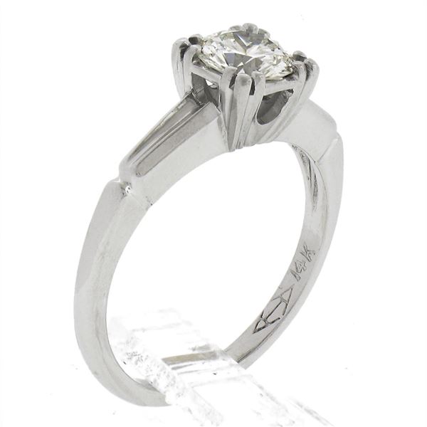 Vintage 14K Gold 0.66 ctw Round Brilliant Diamond in Square Basket Engagement Ri