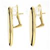 Image 3 : Vintage 14K Gold Polished Elongated Oval w/ Garnet Channel Frame Drop Earrings