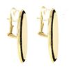Image 4 : Vintage 14K Gold Polished Elongated Oval w/ Garnet Channel Frame Drop Earrings